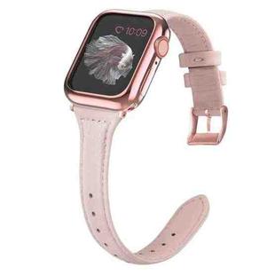 Genuine Leather Watch Band For Apple Watch Series 8&7 41mm / SE 2&6&SE&5&4 40mm / 3&2&1 38mm(Pink)