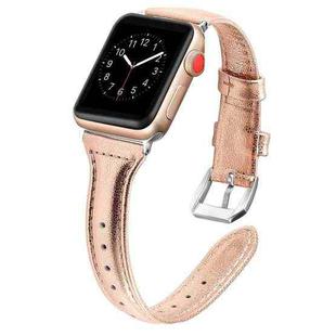 Genuine Leather Watch Band For Apple Watch Series 8&7 41mm / SE 2&6&SE&5&4 40mm / 3&2&1 38mm(Rose Gold)
