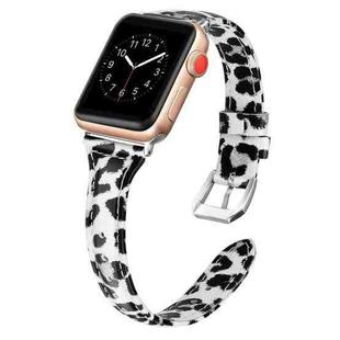 Genuine Leather Watch Band For Apple Watch Series 9&8&7 41mm / SE 3&SE 2&6&SE&5&4 40mm / 3&2&1 38mm(Grey Leopard Print)
