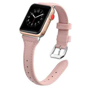 Genuine Leather Watch Band For Apple Watch Ultra 49mm / Series 8&7 45mm / SE 2&6&SE&5&4 44mm / 3&2&1 42mm(Rose Pink)