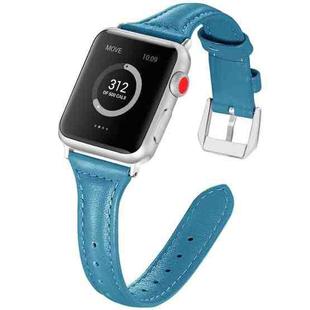 Genuine Leather Watch Band For Apple Watch Ultra 49mm / Series 8&7 45mm / SE 2&6&SE&5&4 44mm / 3&2&1 42mm(Blue)