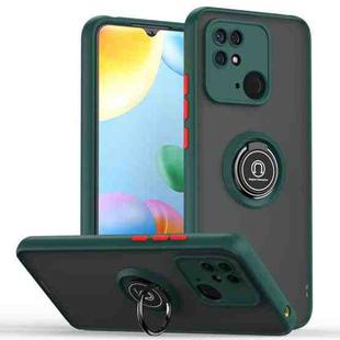 For Xiaomi Redmi 10C Q Shadow 1 Series TPU + PC Ring Holder Phone Case(Dark Green)