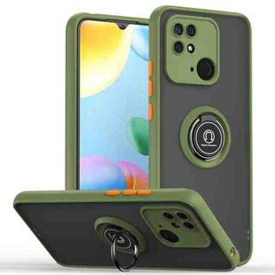 For Xiaomi Redmi 10C Q Shadow 1 Series TPU + PC Ring Holder Phone Case(Army Green)