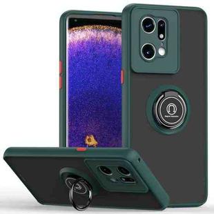 For OPPO Find X5 Pro Q Shadow 1 Series TPU + PC Ring Holder Phone Case(Dark Green)