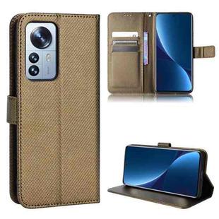 For Xiaomi 12 / 12X Diamond Texture Leather Phone Case(Brown)