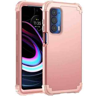 For Motorola Edge 2021 PC + Silicone Phone Case(Rose Gold)