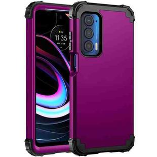 For Motorola Edge 2021 PC + Silicone Phone Case(Dark Purple+Black)
