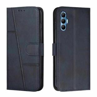 For Tecno Spark 8 Pro Stitching Calf Texture Buckle Leather Phone Case(Blue)