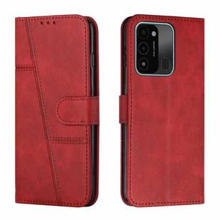 For Tecno Spark Go 2022 / Spark 8C Stitching Calf Texture Buckle Leather Phone Case(Red)