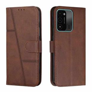 For Tecno Spark Go 2022 / Spark 8C Stitching Calf Texture Buckle Leather Phone Case(Brown)