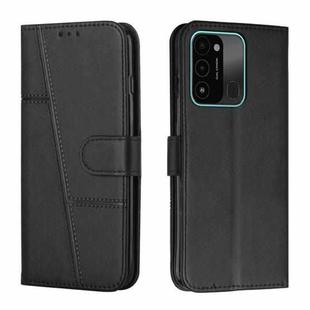 For Tecno Spark Go 2022 / Spark 8C Stitching Calf Texture Buckle Leather Phone Case(Black)