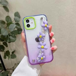 For iPhone 12 Pro Gradient Flower Bracelet Phone Case(Purple)