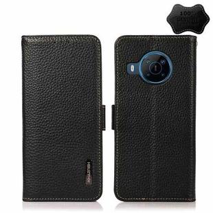 For Nokia X100 KHAZNEH Side-Magnetic Litchi Genuine Leather RFID Phone Case(Black)