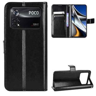 For Xiaomi Poco M4 Pro 4G Crazy Horse Texture Horizontal Flip Phone Leather Case(Black)