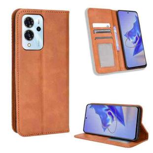 For ZTE Blade V40 Pro Magnetic Buckle Retro Texture Leather Phone Case(Brown)