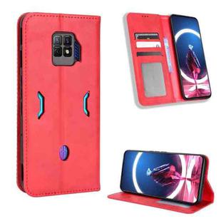 For ZTE nubia Red Magic 7 Pro Magnetic Buckle Retro Texture Leather Phone Case(Red)