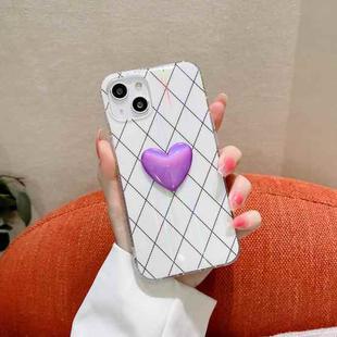 For iPhone 12 Rhombic Texture Hearted Phone Case(Pearl White)