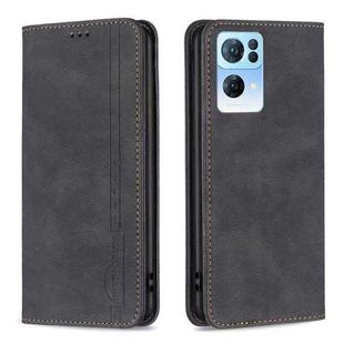 For OPPO Reno7 5G Global Magnetic RFID Blocking Anti-Theft Leather Phone Case(Black)