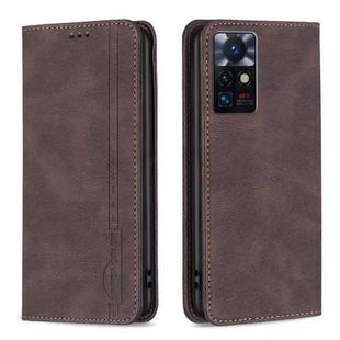 For Infinix Zero X Neo Magnetic RFID Blocking Anti-Theft Leather Phone Case(Brown)