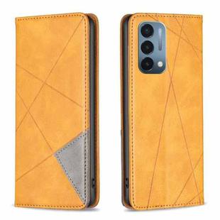 For OnePlus Nord N200 5G Prismatic Invisible Magnetic Leather Phone Case(Yellow)