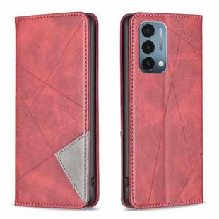 For OnePlus Nord N200 5G Prismatic Invisible Magnetic Leather Phone Case(Red)