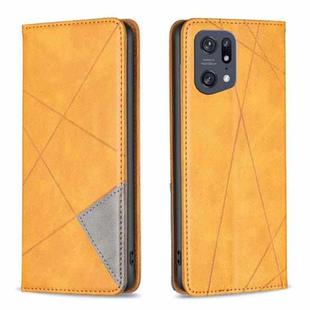 For OPPO Find X5 Pro Prismatic Invisible Magnetic Leather Phone Case(Yellow)