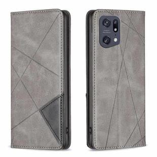 For OPPO Find X5 Pro Prismatic Invisible Magnetic Leather Phone Case(Grey)