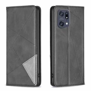 For OPPO Find X5 Pro Prismatic Invisible Magnetic Leather Phone Case(Black)