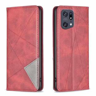 For OPPO Find X5 Pro Prismatic Invisible Magnetic Leather Phone Case(Red)