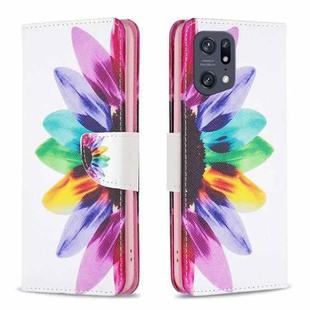For OPPO Find X5 Pro Drawing Pattern Leather Phone Case(Sun Flower)