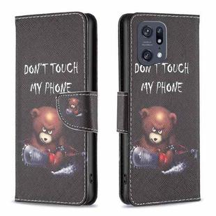 For OPPO Find X5 Pro Drawing Pattern Leather Phone Case(Bear)