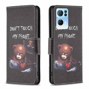 For OPPO Reno7 5G Global Drawing Pattern Leather Phone Case(Bear)