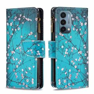 For OnePlus Nord N200 5G Colored Drawing Pattern Zipper Horizontal Flip Phone Leather Case(Plum Blossom)