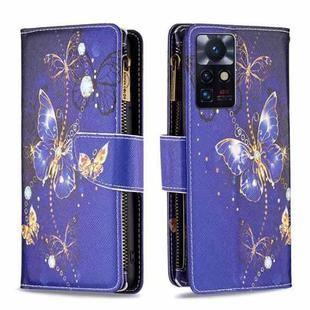 For Infinix Zero X Neo Colored Drawing Pattern Zipper Horizontal Flip Phone Leather Case(Purple Butterfly)