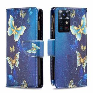 For Infinix Zero X Neo Colored Drawing Pattern Zipper Horizontal Flip Phone Leather Case(Gold Butterfly)
