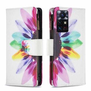 For Infinix Zero X Neo Colored Drawing Pattern Zipper Horizontal Flip Phone Leather Case(Sun Flower)