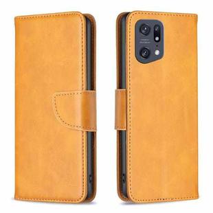 For OPPO Find X5 Pro Lambskin Texture Leather Phone Case(Yellow)