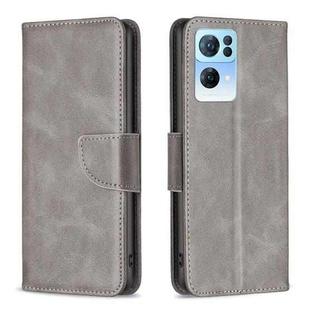 For OPPO Reno7 5G Global Lambskin Texture Leather Phone Case(Grey)