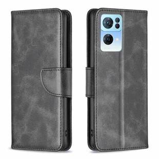 For OPPO Reno7 5G Global Lambskin Texture Leather Phone Case(Black)