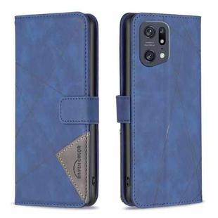 For OPPO Find X5 Pro BF05 Magnetic Buckle Rhombus Texture Leather Phone Case(Blue)