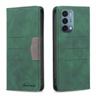 For OnePlus Nord N200 5G Magnetic Splicing Leather Phone Case(Green)