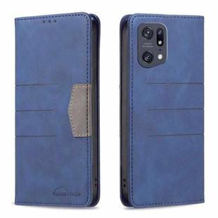 For OPPO Find X5 Pro Magnetic Splicing Leather Phone Case(Blue)