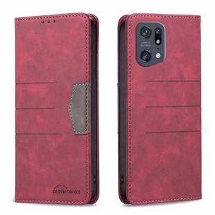 For OPPO Find X5 Pro Magnetic Splicing Leather Phone Case(Red)