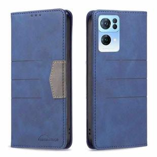 For OPPO Reno7 5G Global Magnetic Splicing Leather Phone Case(Blue)