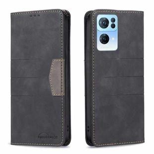 For OPPO Reno7 5G Global Magnetic Splicing Leather Phone Case(Black)