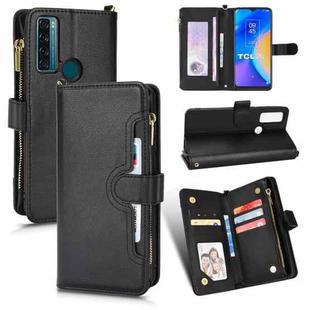 For TCL 20 SE Litchi Texture Zipper Leather Phone Case(Black)