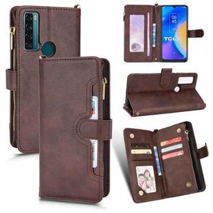 For TCL 20 SE Litchi Texture Zipper Leather Phone Case(Brown)
