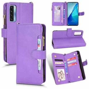 For TCL 20S / 20 5G / 20L Litchi Texture Zipper Leather Phone Case(Purple)
