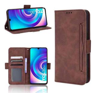 For TCL 30 5G / 30+ Skin Feel Calf Texture Card Slots Leather Phone Case(Brown)