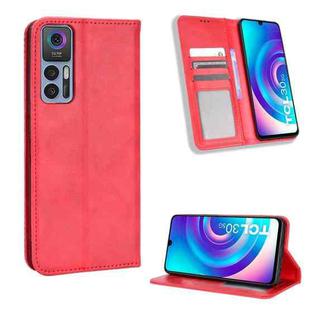 For TCL 30 5G / 30+ Magnetic Buckle Retro Texture Leather Phone Case(Red)